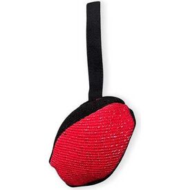 Bonezz rugby bijtbal met koord - zwart/rood - 15cm